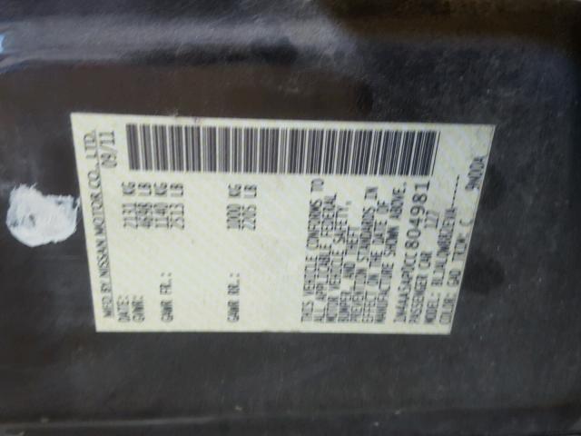 1N4AA5AP0CC804981 - 2012 NISSAN MAXIMA S Brązowy zdjęcie 10