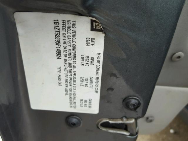 1G1ZT52895F149924 - 2005 CHEVROLET MALIBU LS Boz foto 10