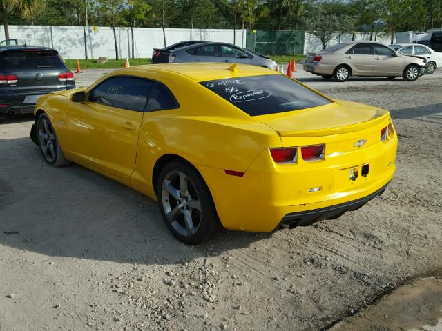 2G1FC1E3XD9231194 - 2013 CHEVROLET CAMARO LT YELLOW photo 3