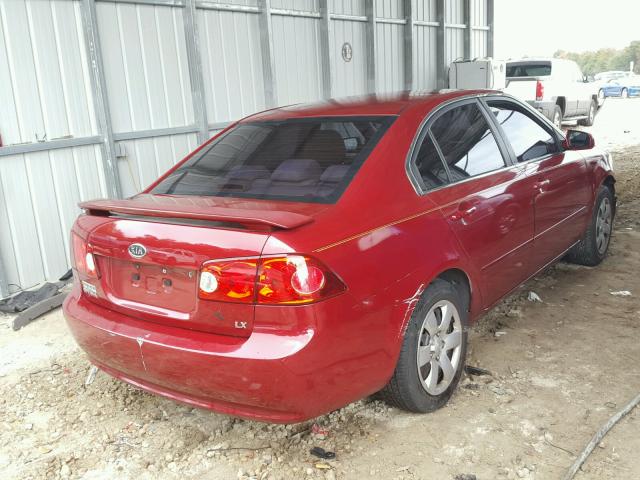 KNAGE123985260115 - 2008 KIA OPTIMA LX BURGUNDY photo 4