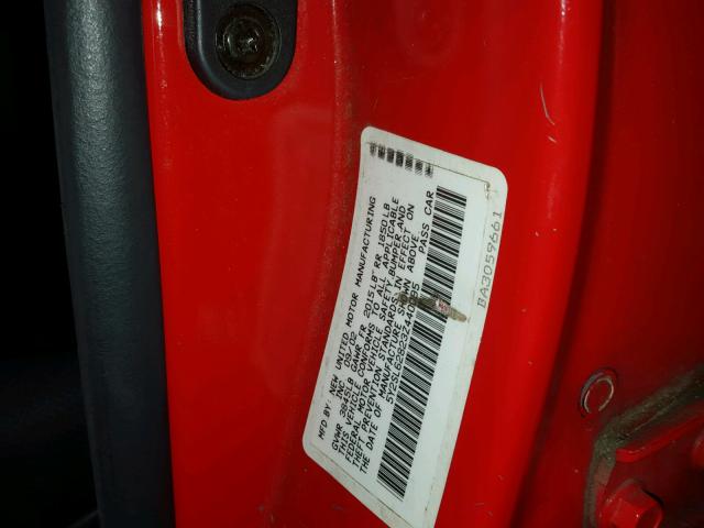 5Y2SL62823Z440095 - 2003 PONTIAC VIBE RED photo 10