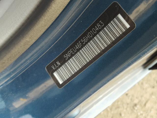 5NPEU46F56H010483 - 2006 HYUNDAI SONATA GLS BLUE photo 10