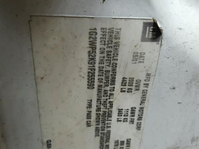 1G2WP52K91F255590 - 2001 PONTIAC GRAND PRIX Ақ фото 9