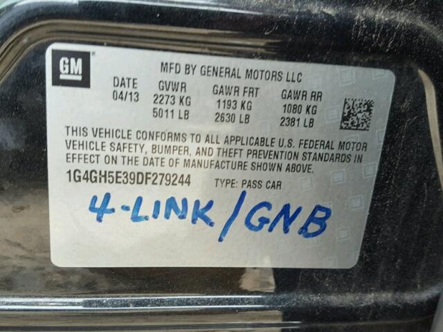 1G4GH5E39DF279244 - 2013 BUICK LACROSSE P BLACK photo 10