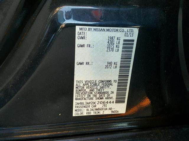 1N4BL3AP2DC206444 - 2013 NISSAN ALTIMA 3.5 BLACK photo 10