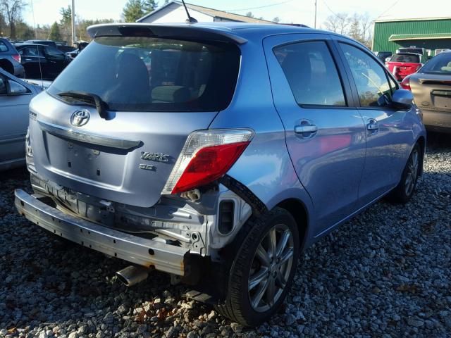 JTDKTUD38CD516731 - 2012 TOYOTA YARIS BLUE photo 4