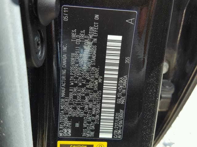 2T2BK1BA9BC113125 - 2011 LEXUS RX 350 BLACK photo 10