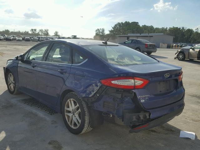 3FA6P0H78GR323221 - 2016 FORD FUSION SE BLUE photo 3