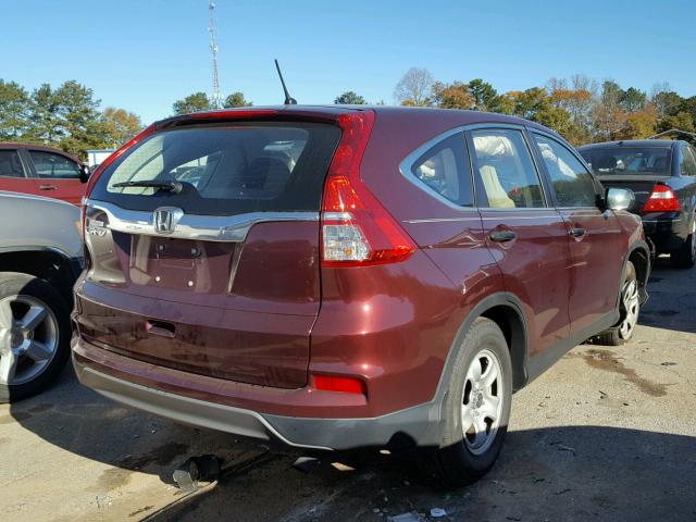 2HKRM3H32FH511765 - 2015 HONDA CR-V LX BURGUNDY photo 4