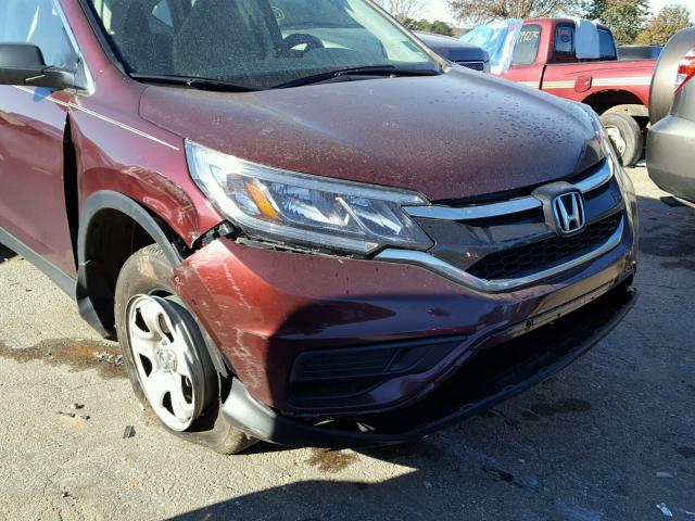 2HKRM3H32FH511765 - 2015 HONDA CR-V LX BURGUNDY photo 9