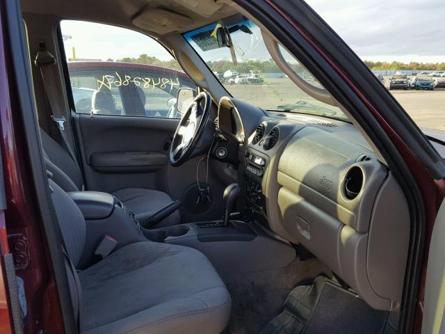 1J4GL48K72W352120 - 2002 JEEP LIBERTY SP MAROON photo 5