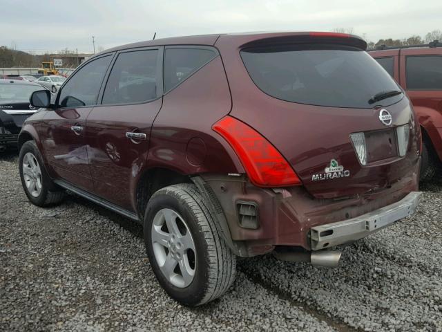 JN8AZ08T85W309586 - 2005 NISSAN MURANO SL BURGUNDY photo 3