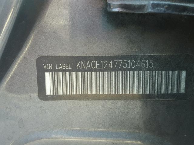 KNAGE124775104615 - 2007 KIA OPTIMA LX GRAY photo 10