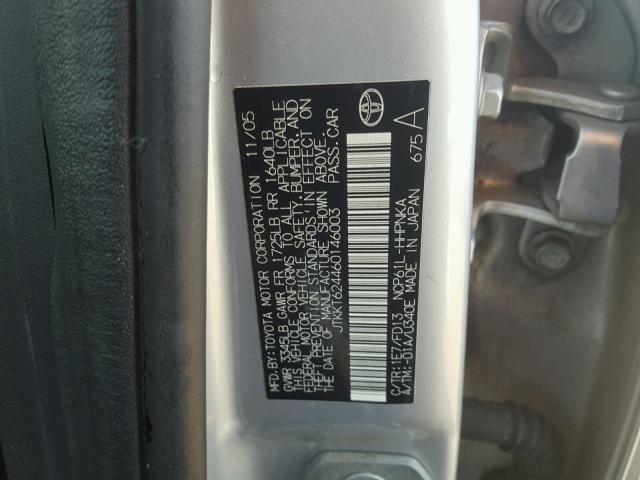 JTKKT624460146003 - 2006 TOYOTA SCION XA SILVER photo 10