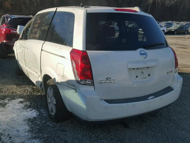 5N1BV28U36N107645 - 2006 NISSAN QUEST S WHITE photo 3