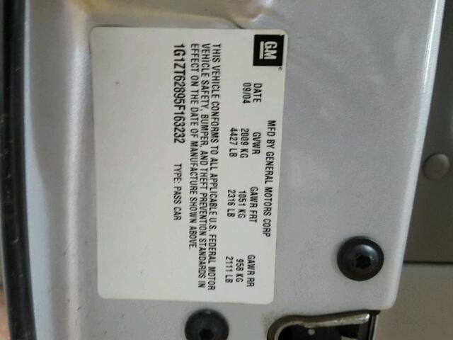 1G1ZT62895F163232 - 2005 CHEVROLET MALIBU MAX 银色 照片 10