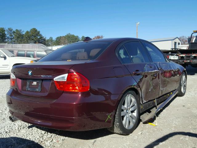 WBAVA37548NL49714 - 2008 BMW 328 I BURGUNDY photo 4