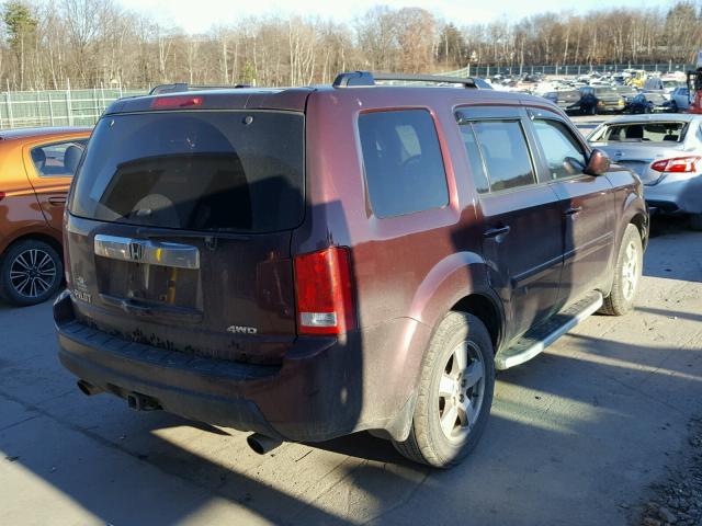 5FNYF4H54AB027570 - 2010 HONDA PILOT EXL MAROON photo 4