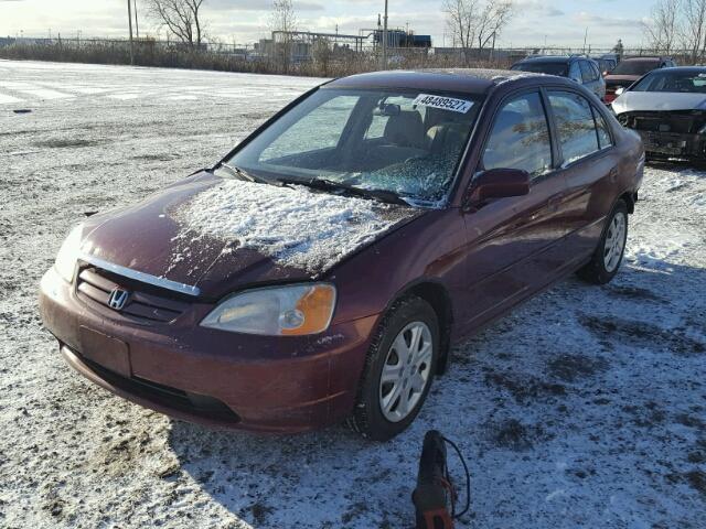 2HGES16663H924896 - 2003 HONDA CIVIC LX BURGUNDY photo 2