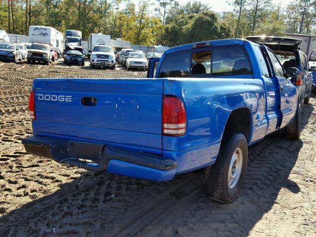 1B7GL22X6YS537502 - 2000 DODGE DAKOTA BLUE photo 4