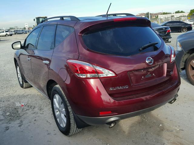 JN8AZ1MU4CW102310 - 2012 NISSAN MURANO S RED photo 3