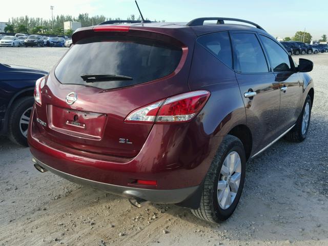 JN8AZ1MU4CW102310 - 2012 NISSAN MURANO S RED photo 4