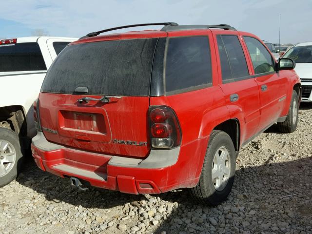 1GNDS13S722505241 - 2002 CHEVROLET TRAILBLAZE RED photo 4