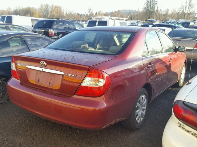 JTDBE32KX40261393 - 2004 TOYOTA CAMRY LE MAROON photo 4