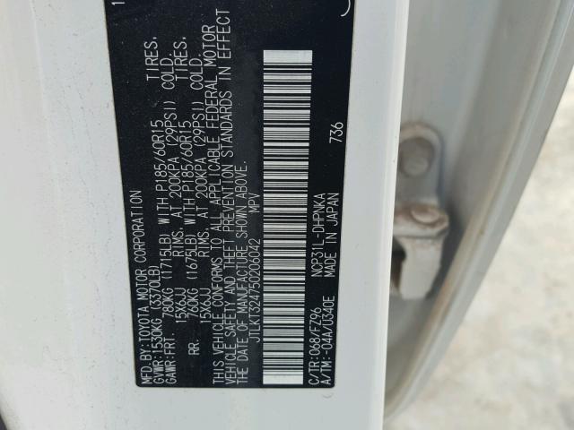 JTLKT324750206042 - 2005 TOYOTA SCION XB Ağ foto 10