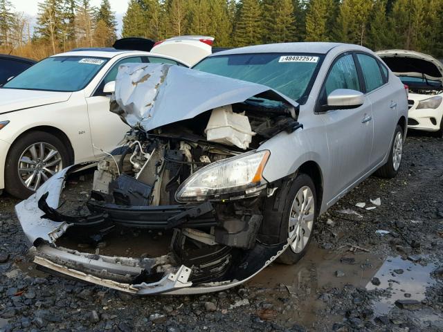 3N1AB7AP9EL674082 - 2014 NISSAN SENTRA S SILVER photo 2