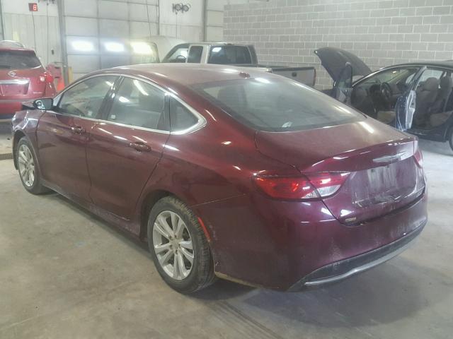 1C3CCCAB9FN639712 - 2015 CHRYSLER 200 LIMITE BURGUNDY photo 3