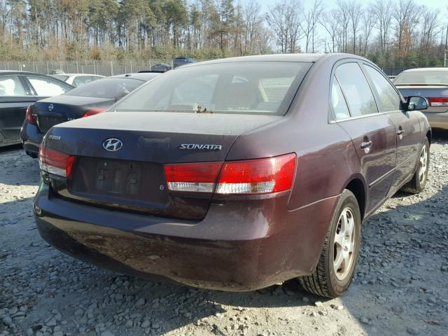 5NPEU46C66H161290 - 2006 HYUNDAI SONATA GLS MAROON photo 4