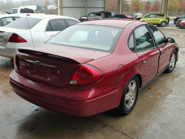 1FAHP56S11A275883 - 2001 FORD TAURUS SEL RED photo 4