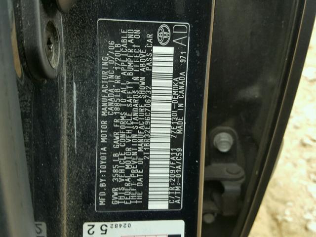 2T1BR32E96C706732 - 2006 TOYOTA COROLLA CE BLACK photo 10