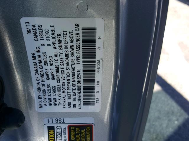 2HGFG3B01DH529710 - 2013 HONDA CIVIC EXL 银色 照片 10