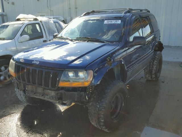 1J4GW48S51C555675 - 2001 JEEP GRAND CHER BLUE photo 2