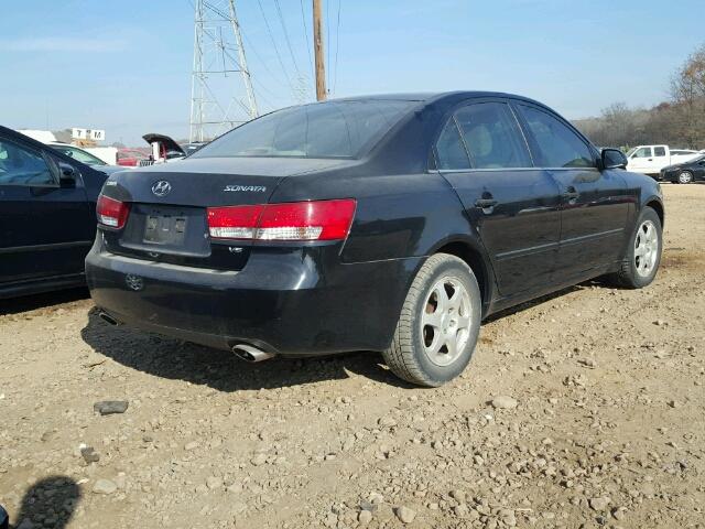 5NPEU46F46H081142 - 2006 HYUNDAI SONATA GLS BLACK photo 4