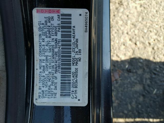 JTHBD192820042781 - 2002 LEXUS IS 300 BLACK photo 10