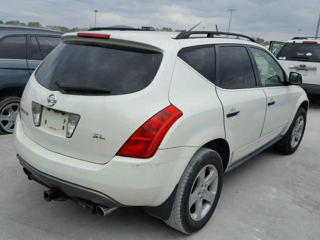 JN8AZ08T44W223920 - 2004 NISSAN MURANO SL WHITE photo 4