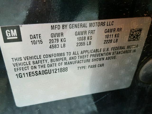 1G11E5SA0GU121888 - 2016 CHEVROLET MALIBU LIM 灰色 照片 10