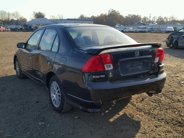 2HGES16545H598283 - 2005 HONDA CIVIC LX BLACK photo 3