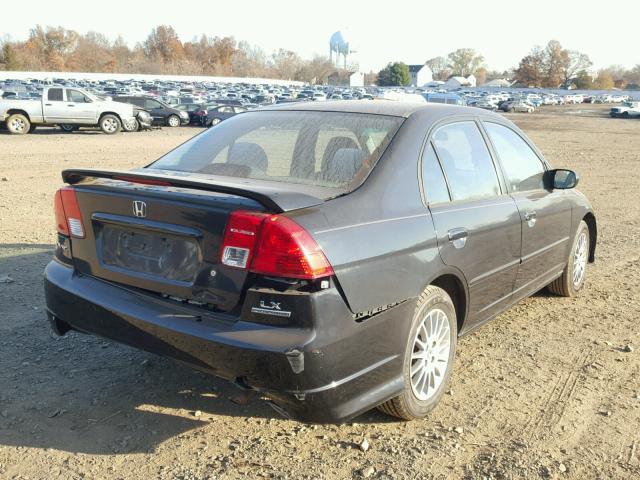 2HGES16545H598283 - 2005 HONDA CIVIC LX BLACK photo 4