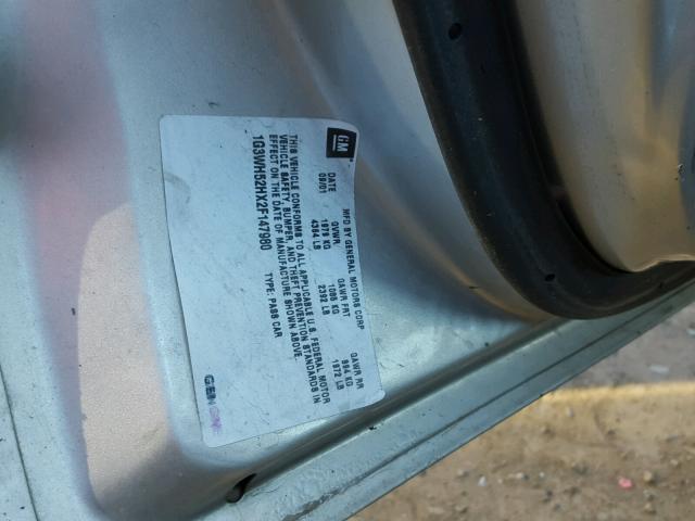 1G3WH52HX2F147980 - 2002 OLDSMOBILE INTRIGUE G SILVER photo 10