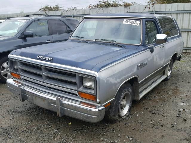 3B4GD12Y7JM820583 - 1988 DODGE RAMCHARGER BLUE photo 2