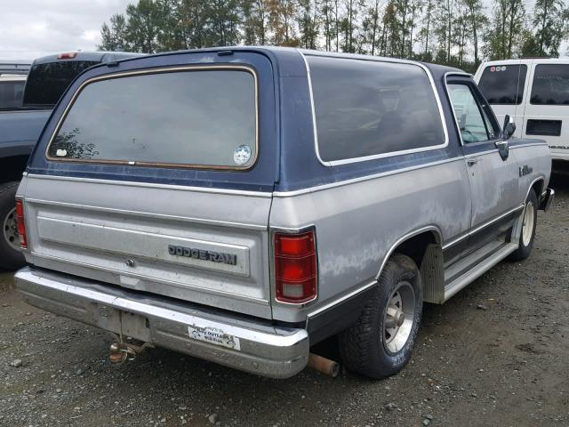 3B4GD12Y7JM820583 - 1988 DODGE RAMCHARGER BLUE photo 4