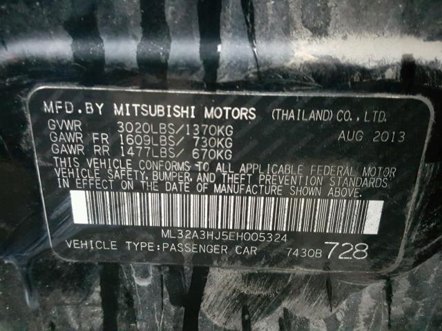 ML32A3HJ5EH005324 - 2014 MITSUBISHI MIRAGE DE BLACK photo 10