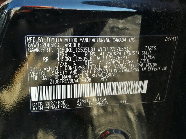 2T3BFREV9DW004498 - 2013 TOYOTA RAV4 LE Qara foto 10