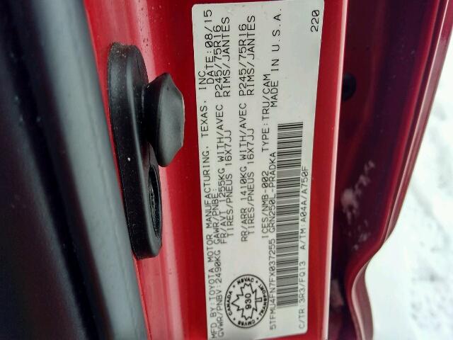 5TFMU4FN7FX037255 - 2015 TOYOTA TACOMA DOU RED photo 10