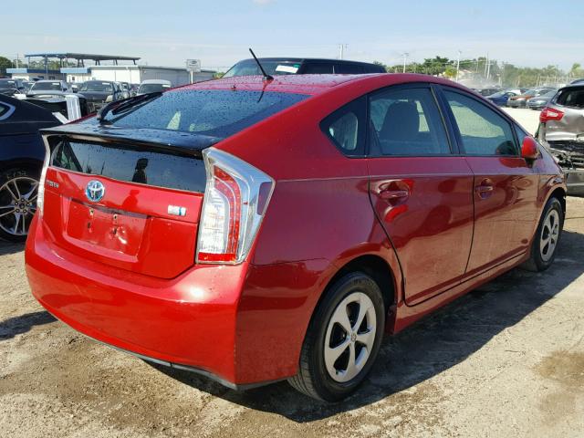 JTDKN3DU5C1598609 - 2012 TOYOTA PRIUS RED photo 4