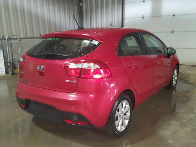 KNADN5A34C6031467 - 2012 KIA RIO EX RED photo 4